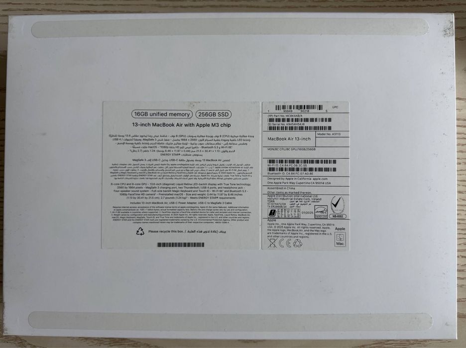 MacBook Air 13  M3 | 256 ГБ | Midnight | Идеальное состояние