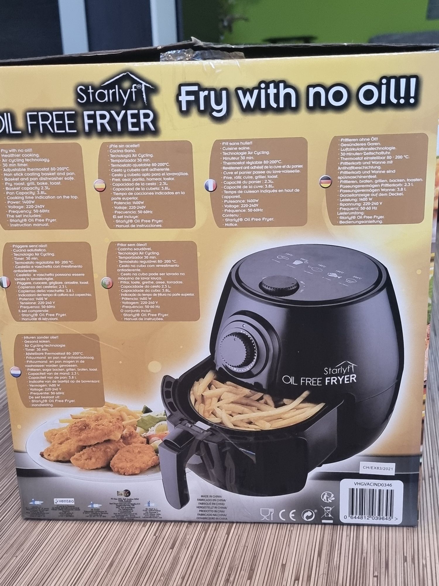 Friteuza Oil Free Fryer, Noua Nefolosita, 3.8L, 1400W.