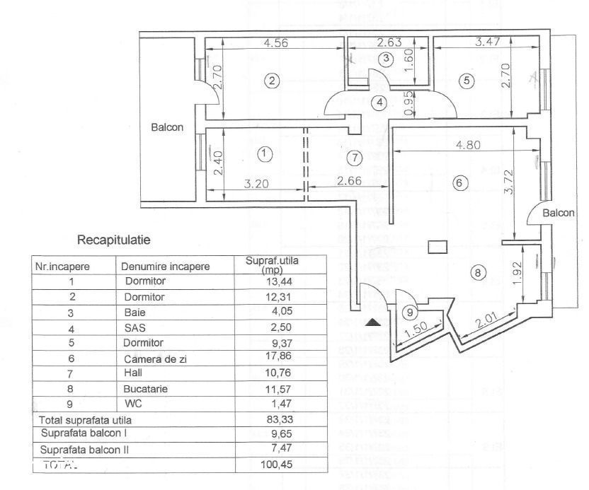 Centru - Judecătorie - A Panu , 4 camere 100 mp