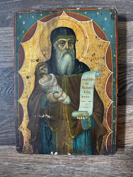 Icoană pe lemn „Sf. Stelian”, școală românească, sfârșitul sec. XIX