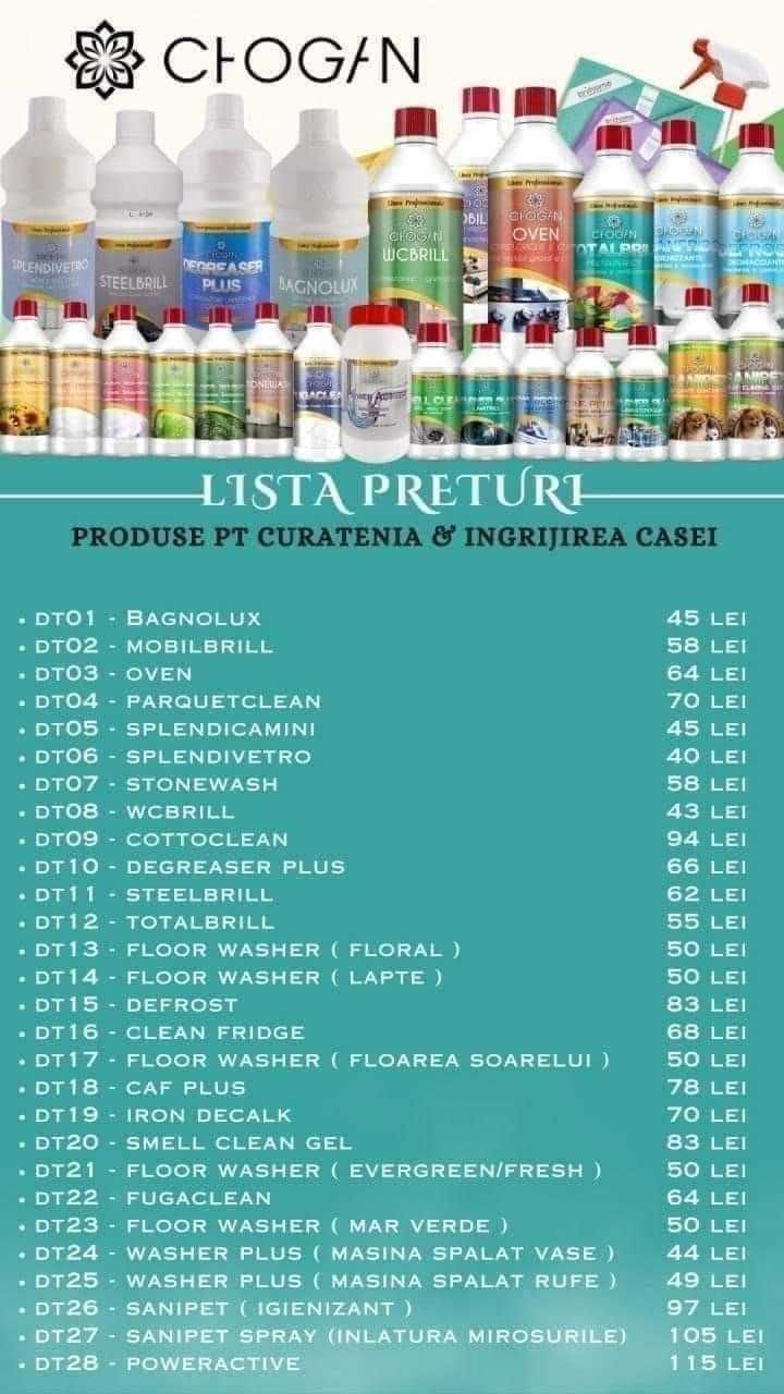 Produse de curatenie preturi de la 40 lei