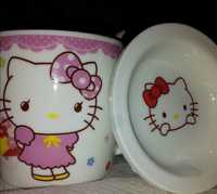 Чаена чаша с чинийка Hello Kitty