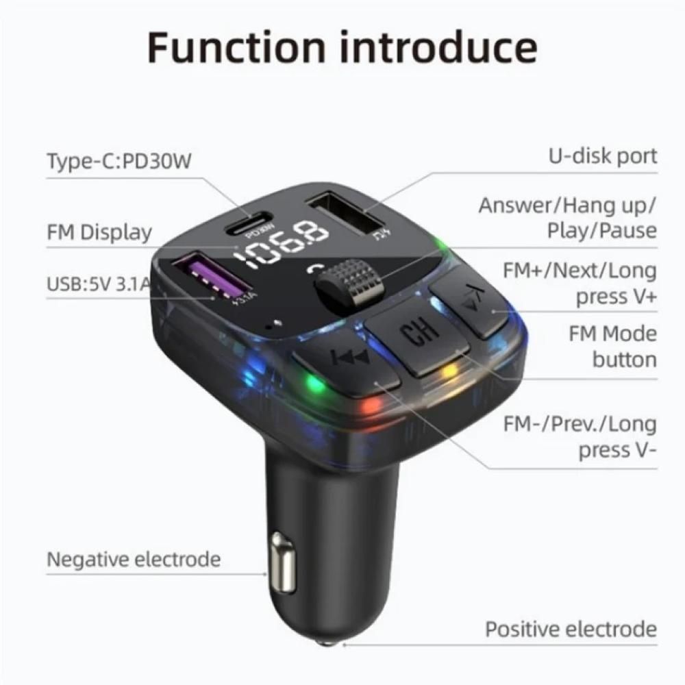 Fm трансмитер bluetooth 5.3  handsfree с pd15w адаптер за супер ...