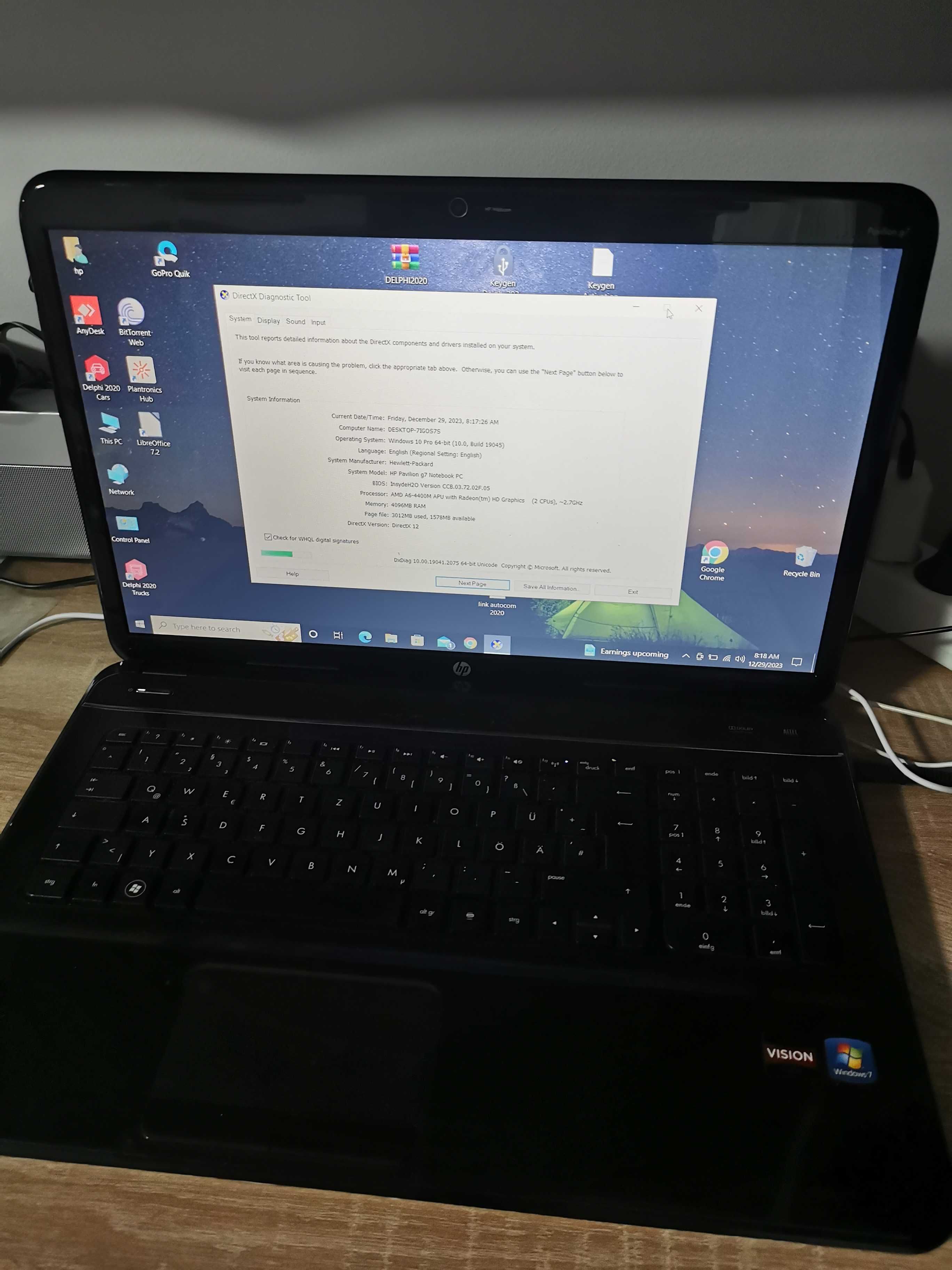 Laptop HP Pabilion G7 diagonala 19"