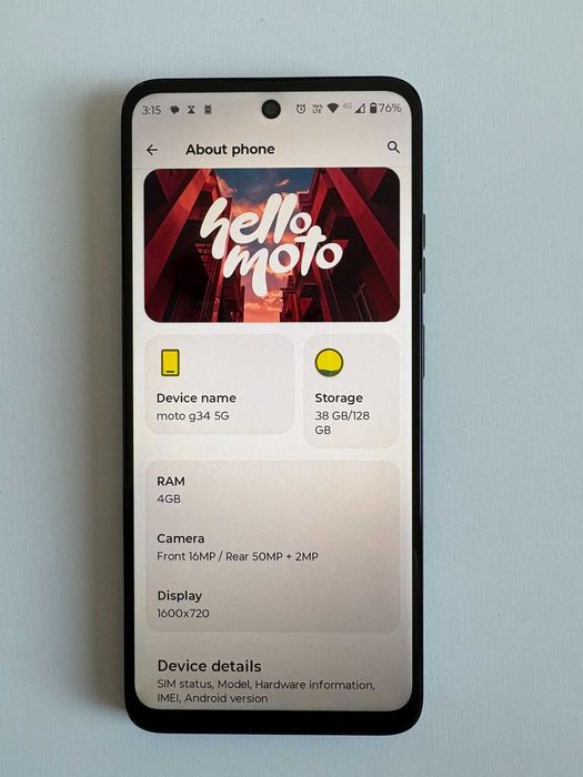 Motorola Moto G34 5G перфектен с гаранция