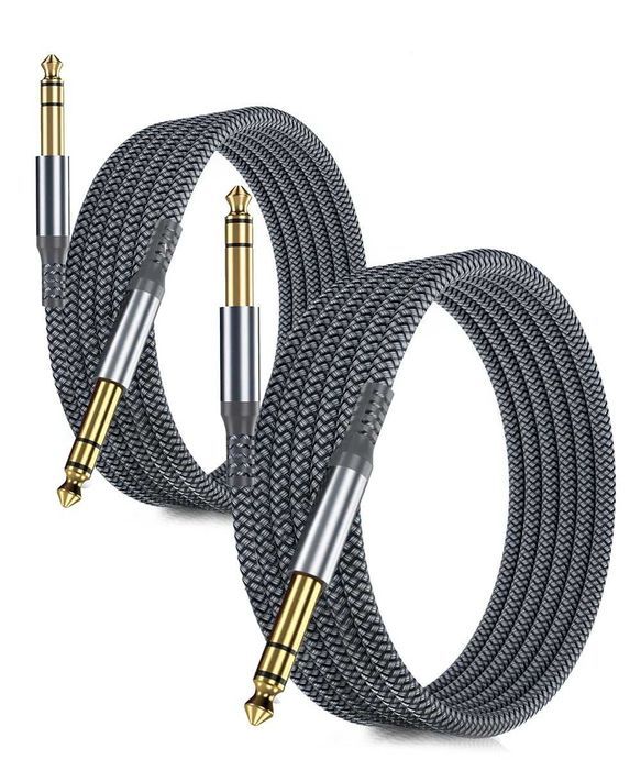 Set 2 cabluri chitara RUXELY, 6, 35 mm, 3 m, stereo, gri