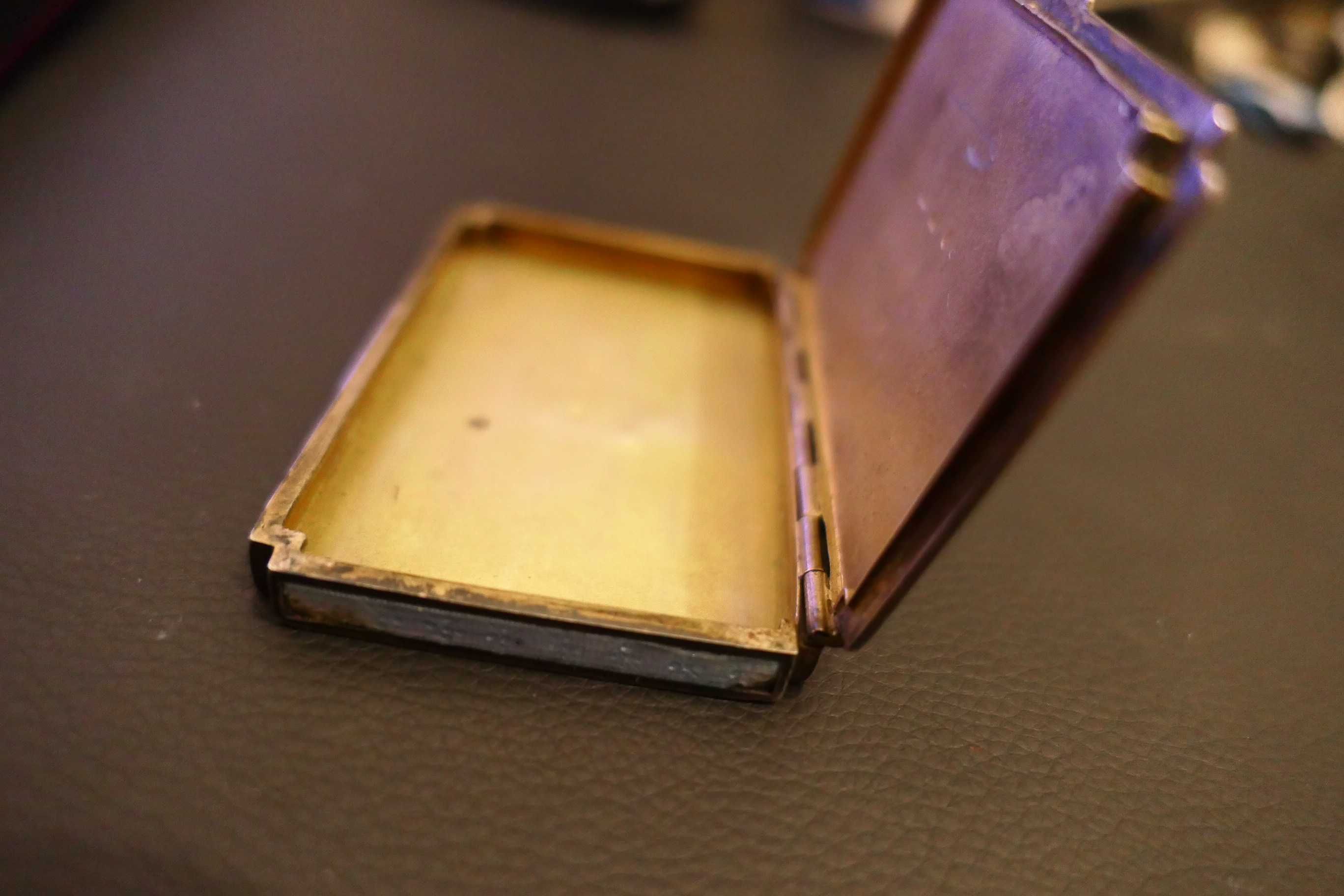 Tabachera emailata Argint Masiv 105 g Ag 8,4/5,7cm Vintage Art Deco