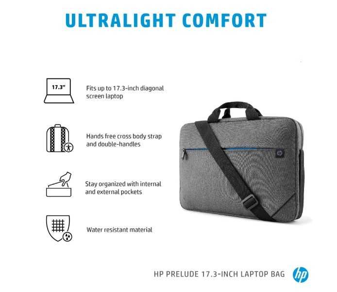 Geanta laptop HP, 17,3 inch, rezistenta la apa, usoara (370g), gri