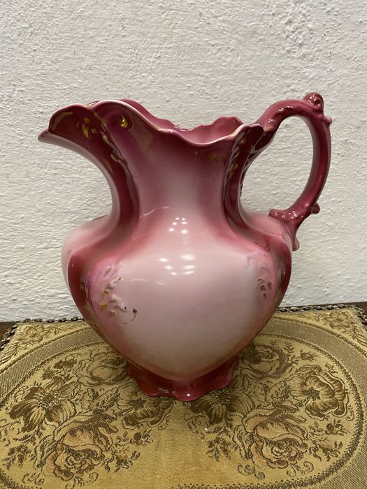 Винтидж голяма порцеланова кана Белгия розов градиент 1950те