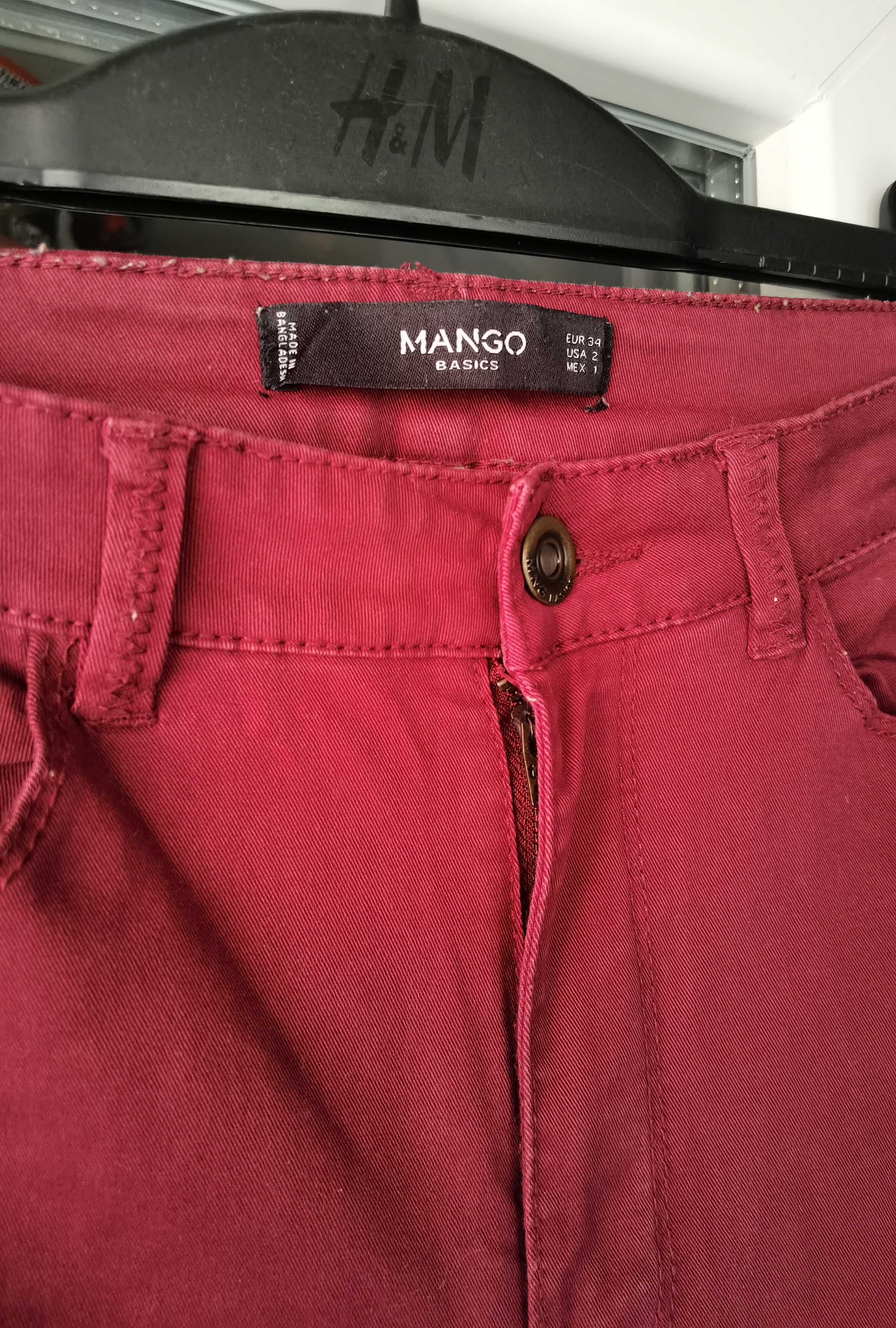 Pantaloni tip blug Mango 2 buc, mărimea 34/XS, culoarea grena și kaki