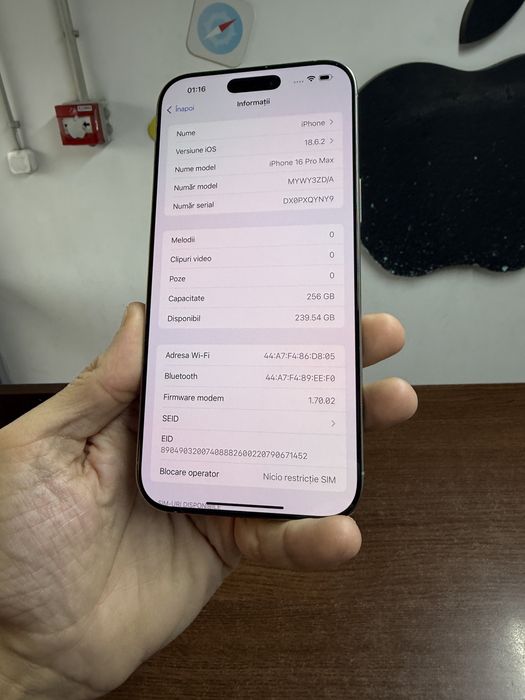 Vand Iphone 16 Pro Max 256Gb Natural Titanium Impecabil