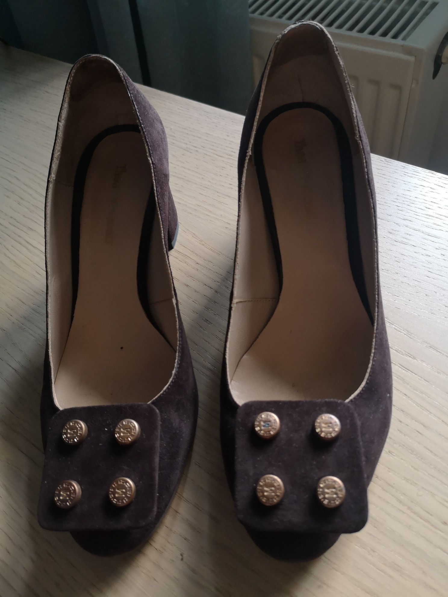 Pantofi maro comozi de birou, toc de 5 cm