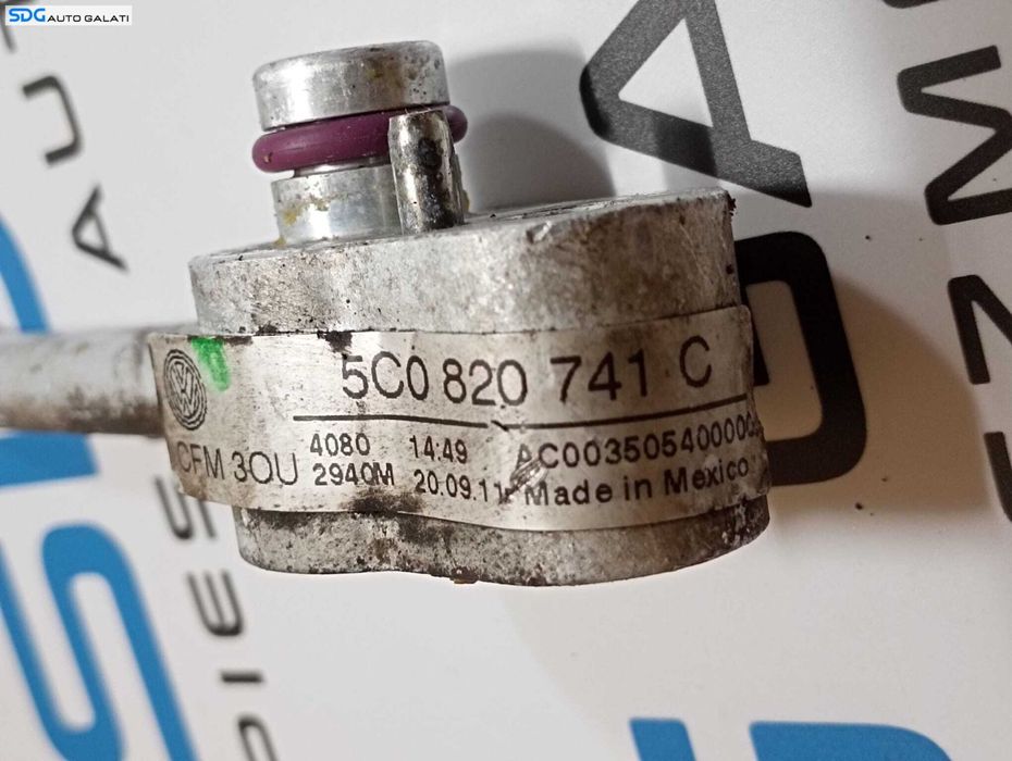 Teava Conducta Furtun Compresor AC Aer Conditionat Clima Cu Senzor Volkswagen Passat B7 2.0 TDI 2010 - 2015 Cod 5C0820741C [M6079]
