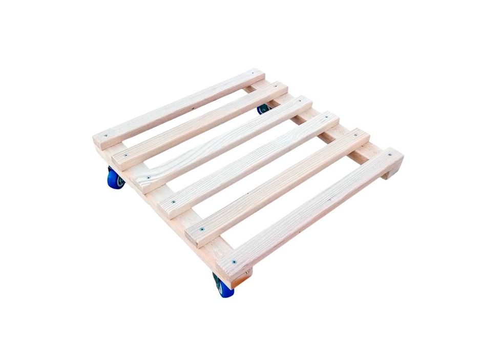 Suport ghiveci, mobil, cu roti, forma patrata, lemn, 47 cm