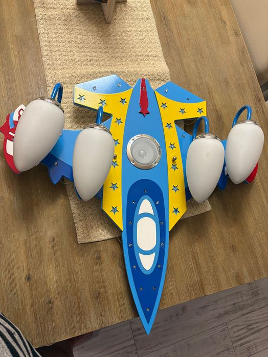 полилей Авиатор от метал в син цвят за детска стая с bluetooth