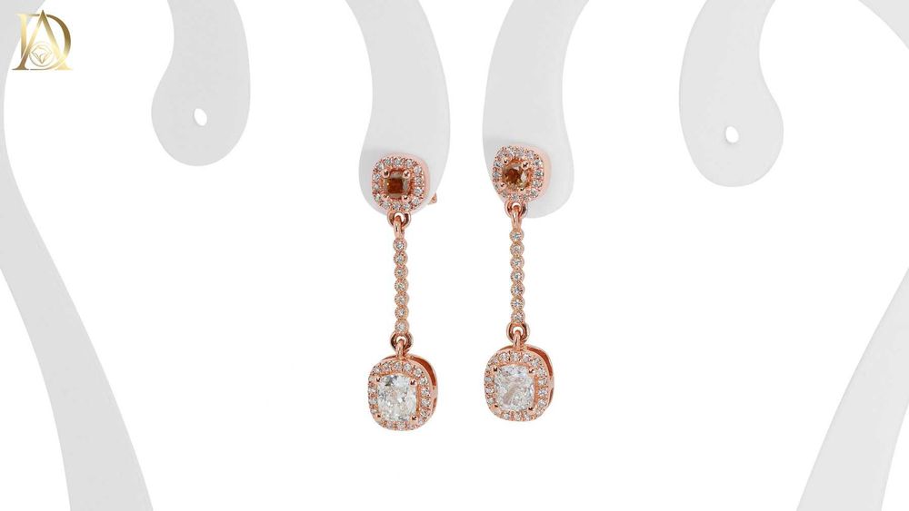 Нови Златни Обеци с 1.53кт Естествени Диаманти