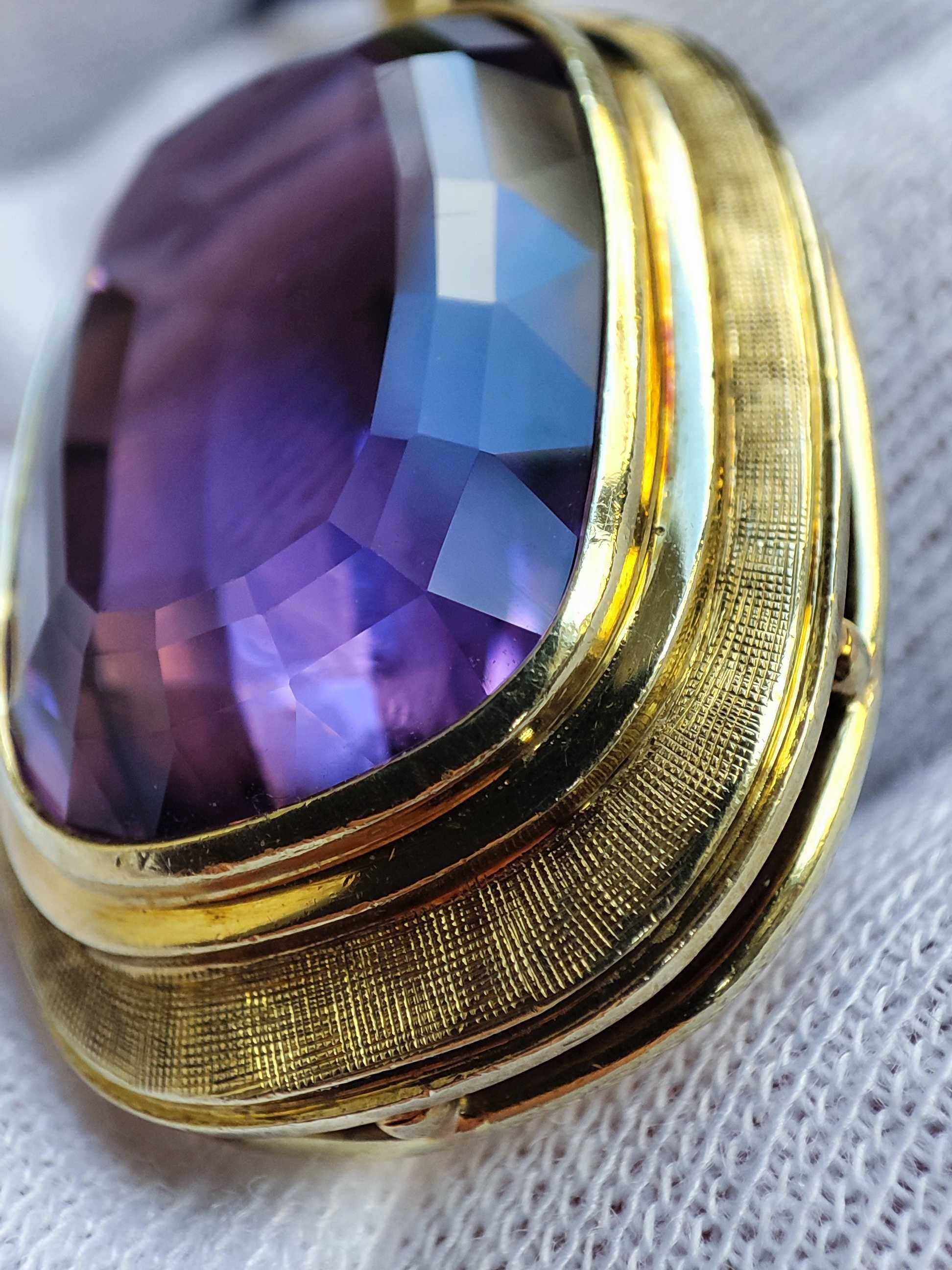 Pandantiv Aur 14K Cu Ametist Unicat Amethyst Natural Urias certificat