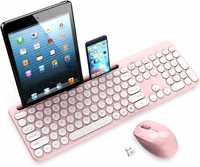Безжична клавиатура и мишка, пълноразмерна, слот за таблет и телефон