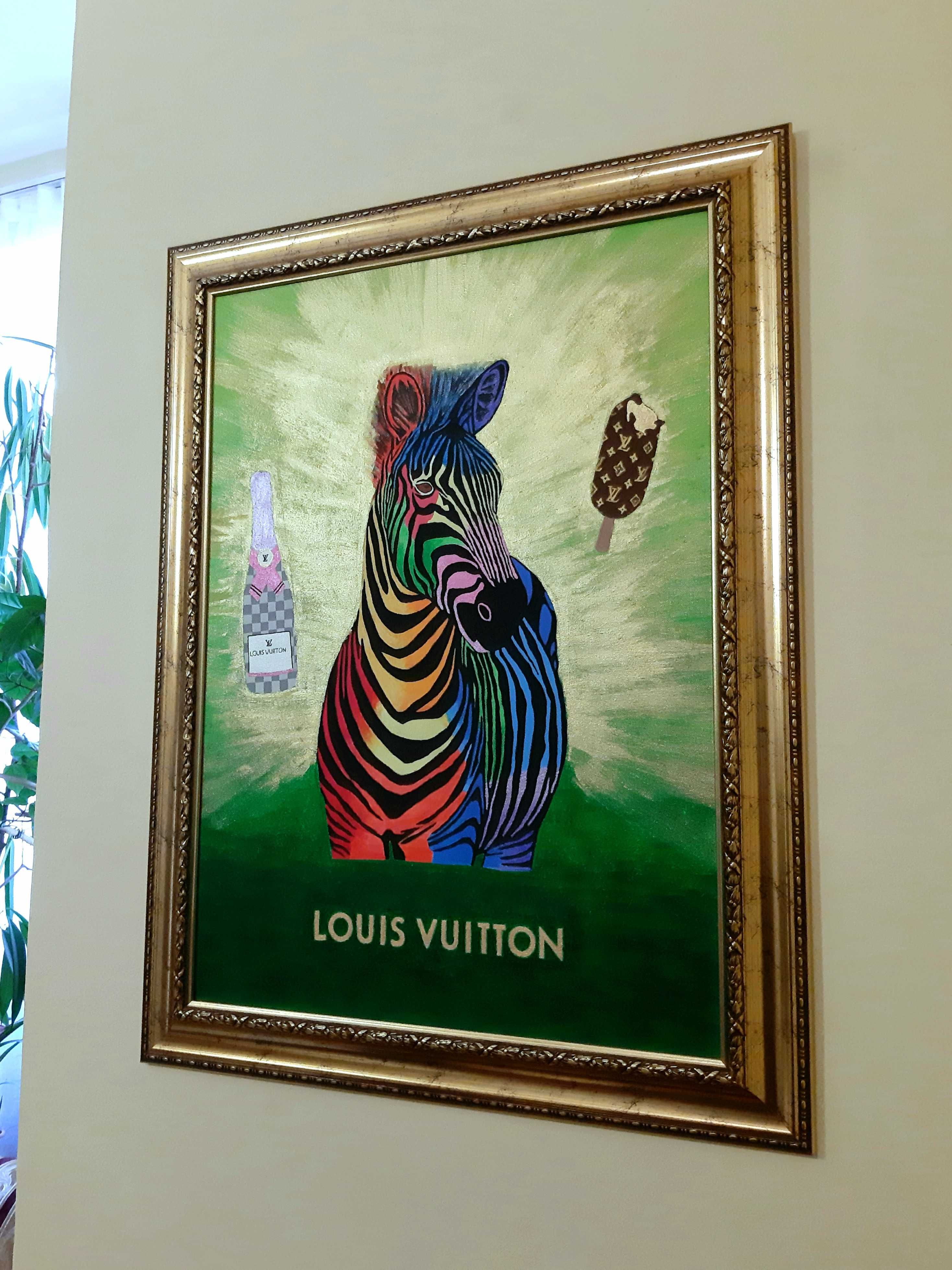 Ръчно рисувана картина Lous Vuitton с акрилни бои върху платно.