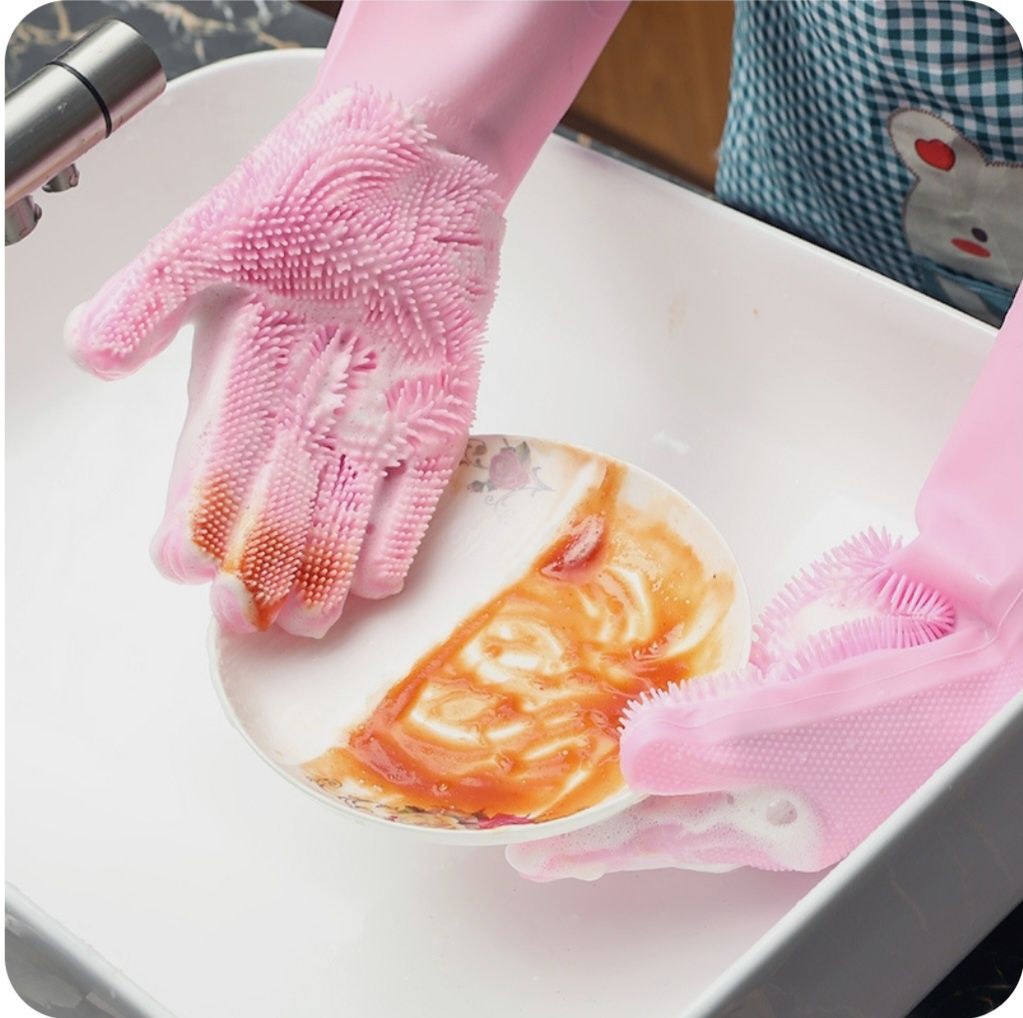 Волшебные силиконовые перчатки для мытья посуды, водонепроницаемые