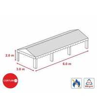3x6m Prelată acoperiș 2m înălțime laterală PVC 500 alb | CORTURI24.ro