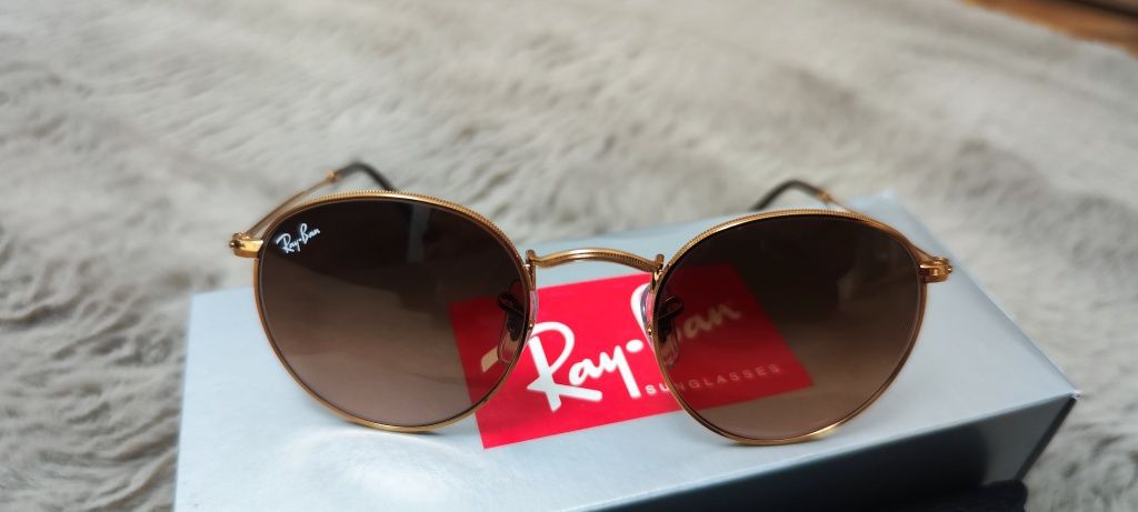 Ochelari Ray Ban originali, noi, maro/auriu, sticla, unisex