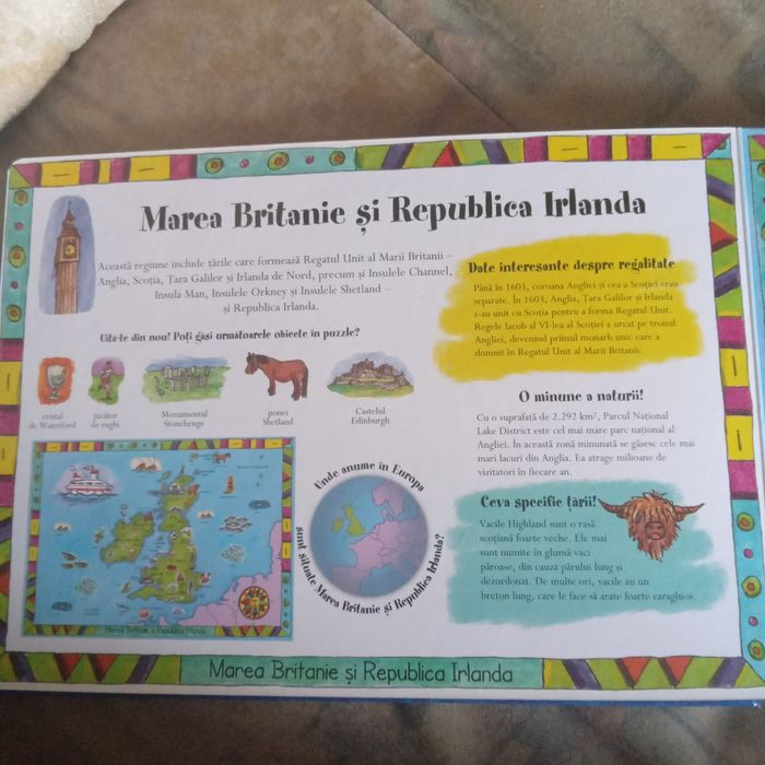 Carte Europa cu 5 puzzle-uri a cate 48 de piese fiecare.Editura Teora.