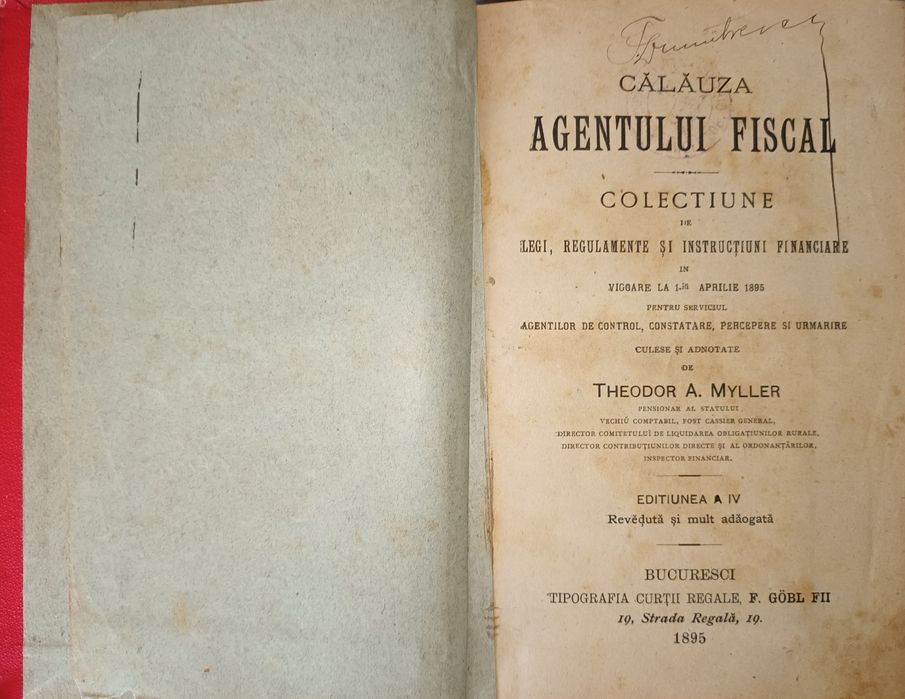 Călăuză agentului fiscal - Theodor A. Myller 1895