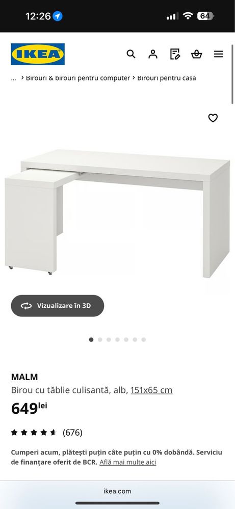 Birou alb ikea stare buna