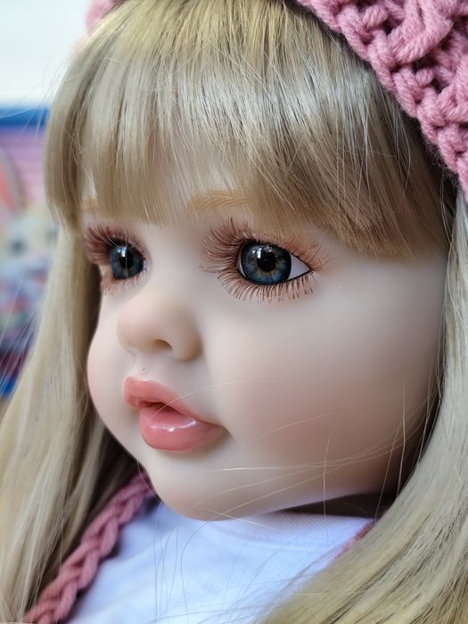 Нова реалистична реборн кукла, винилова, с дълга коса