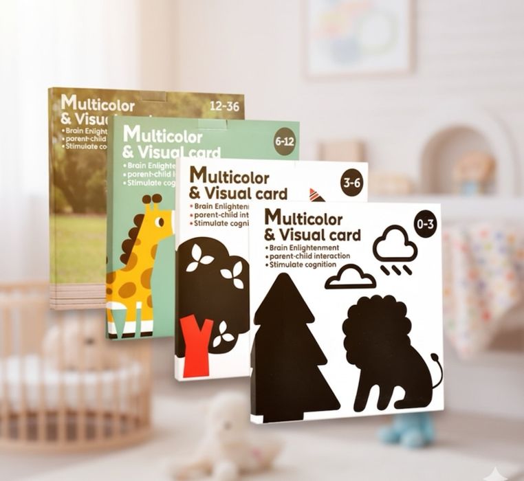 80 carduri pentru stimulare vizuala si cognitiva bebelusi, 0-36 luni