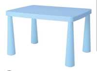 Masa copii Ikea dreptunghiulara, albastra, plastic, Bonus scaun verde