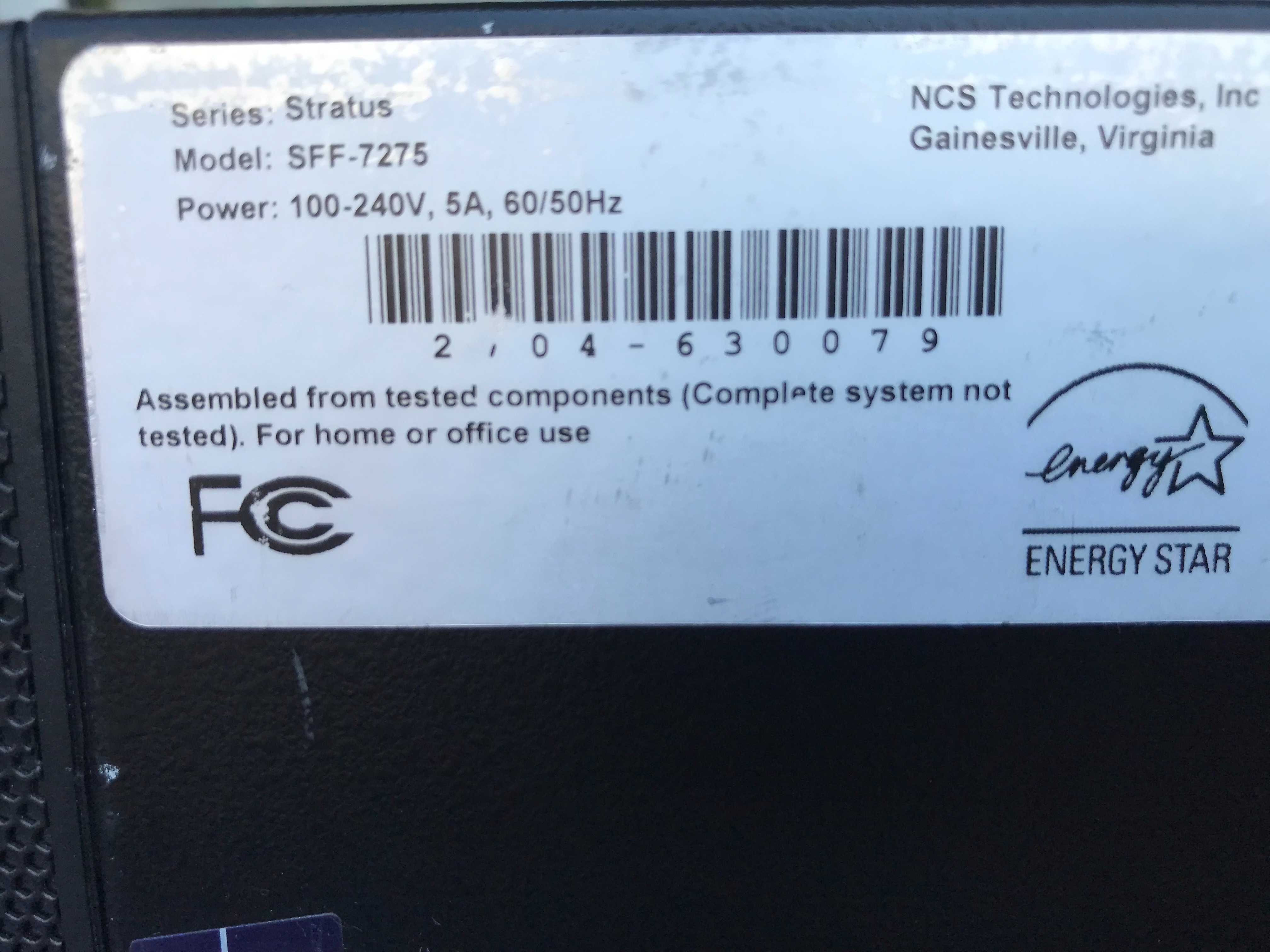 NCS Technologies-Desкtop Workstation,Model:Stratus SFF 7275,16 GB DDR3
