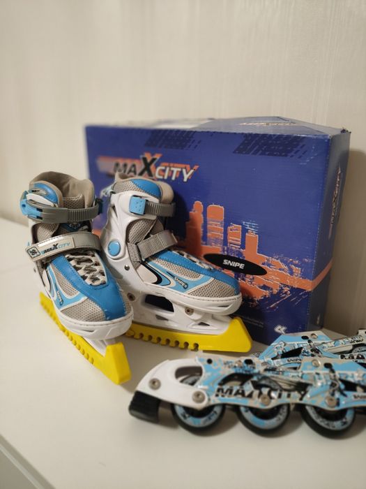 Коньки детские, раздвижные. Роликовые коньки. Ролики. 2 в 1.  33-36