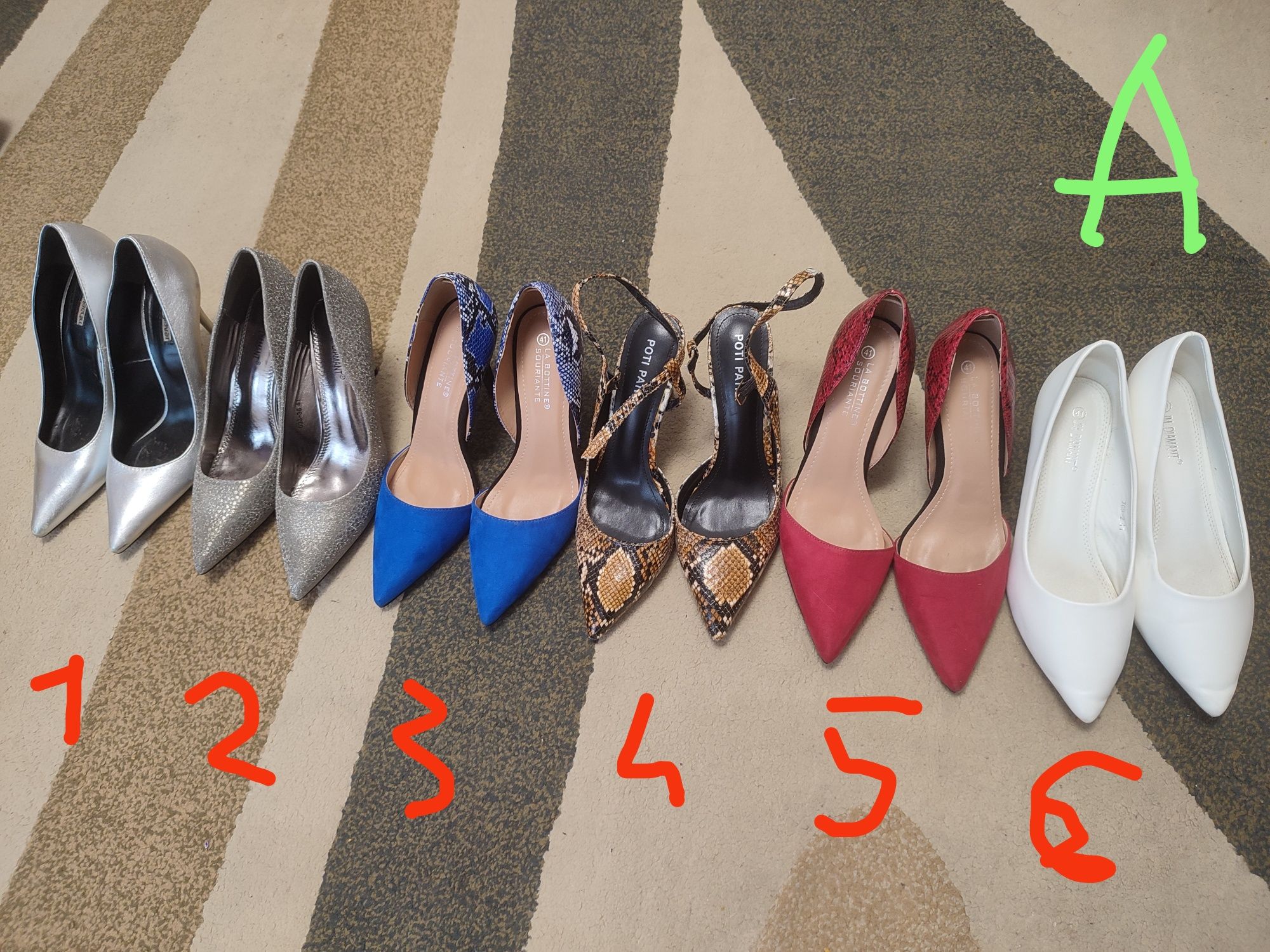 Pantofi toc înalt, scurt , sandale 40-41, 25.5-26 cm