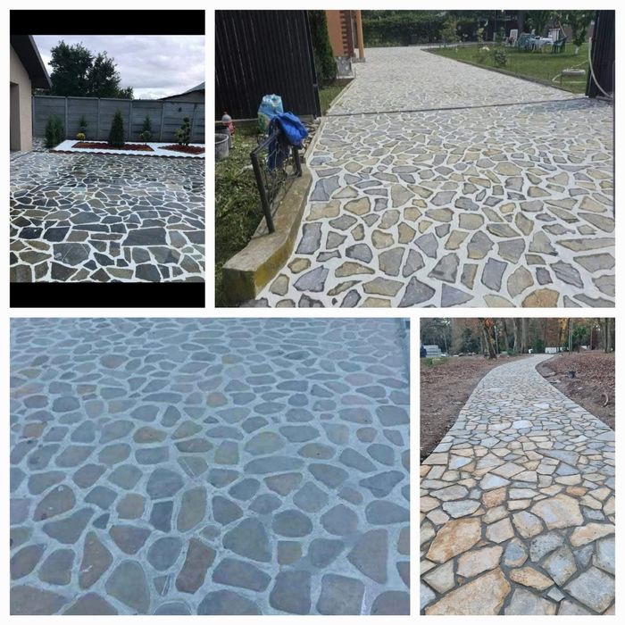 Piatră naturală de munte și plante ornamentale