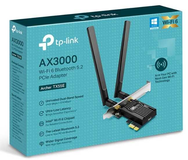 TP-Link Archer TX55E AX3000 Wi-Fi 6 Bluetooth 5.2 PCIe Adapter адаптер
