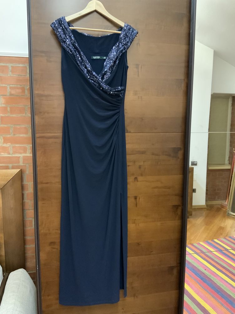 Rochie lunga de seara Ralph Lauren culoare mov cu paiete