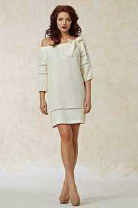 Новое льняное платье NIKA, цвет молочный,  размер 48