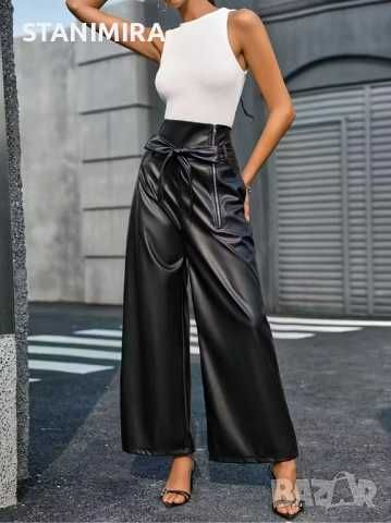 Кожен панталон с висока талия