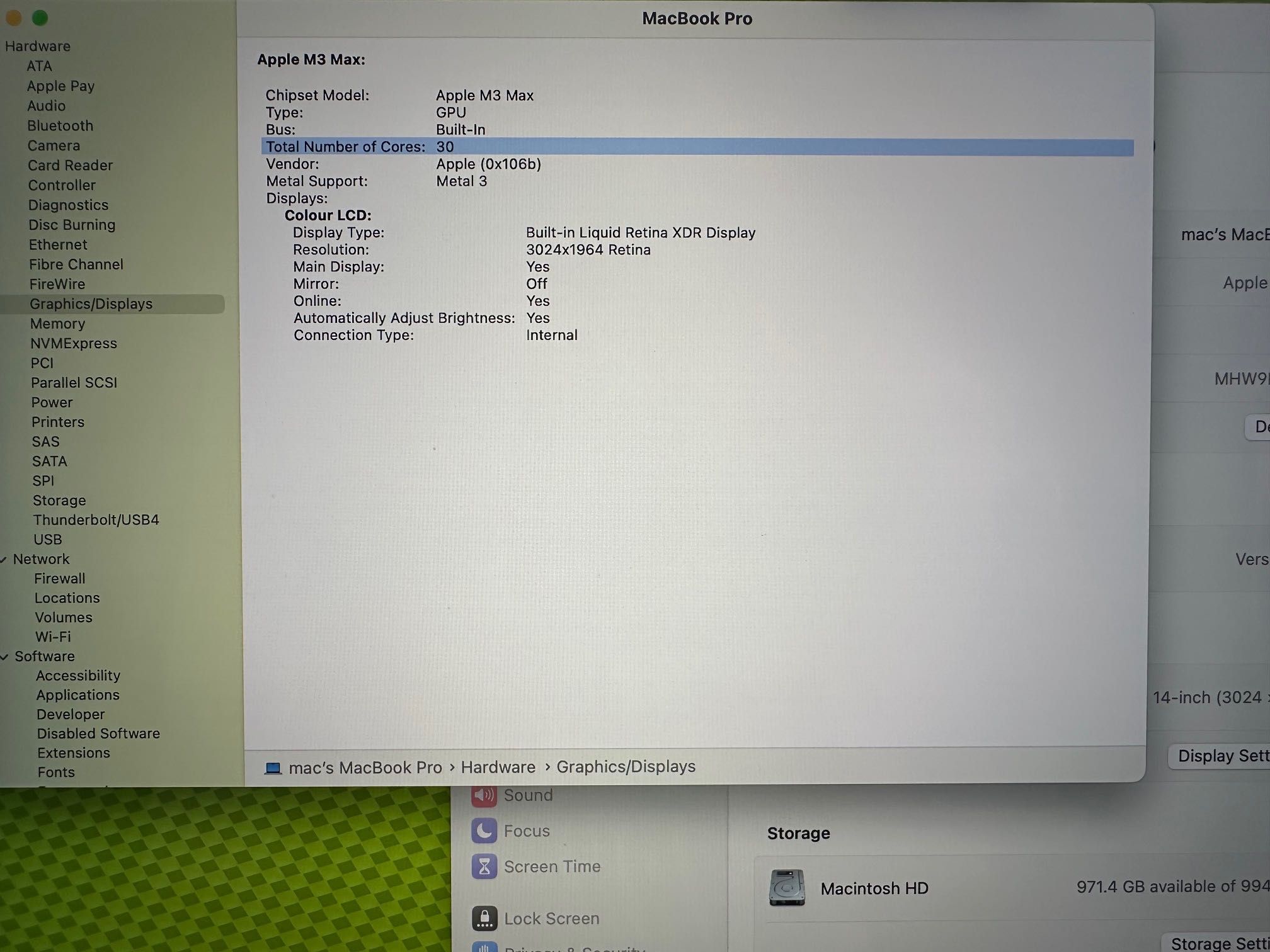 MacBook Pro 14" M3 MAX 14-CPU, 30-GPU, 36GB RAM, 1TB SSD