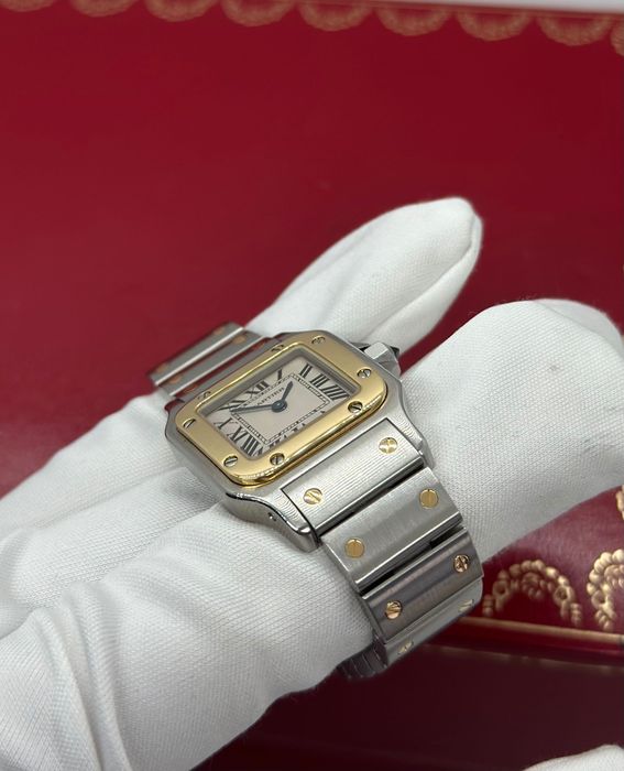 Cartier Santos Galbeé SM Quartz Aur-Otel *CA NOU*