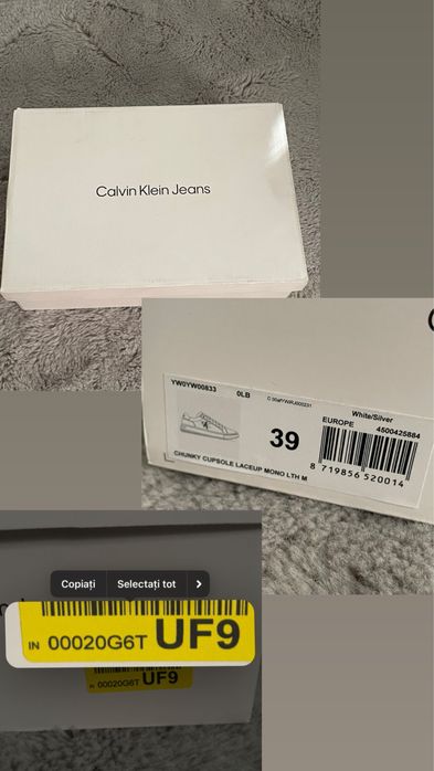 Adidasi Calvin Klein albi piele naturala