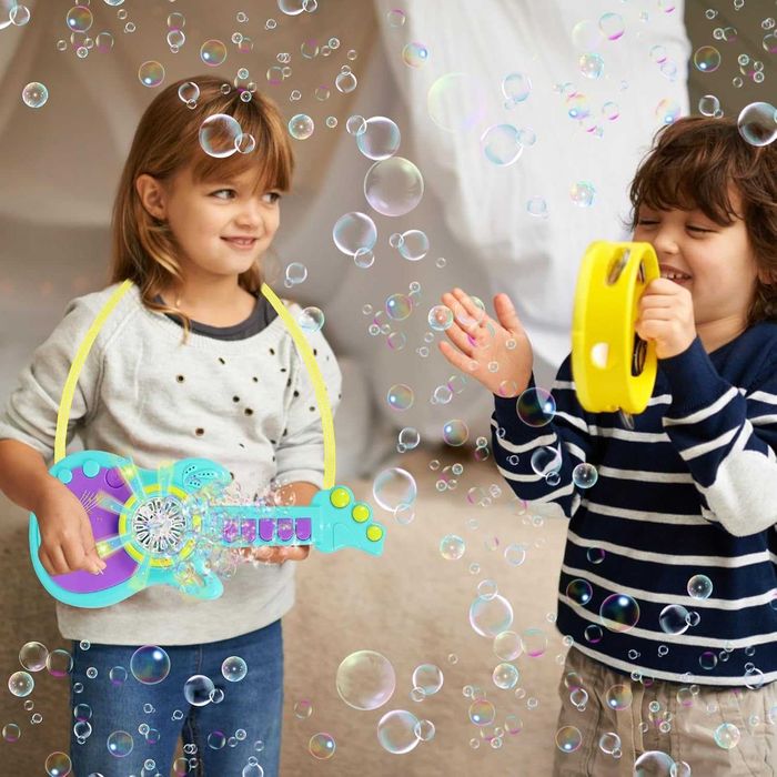 Детска машина за балончета, голяма китара със Led светлина