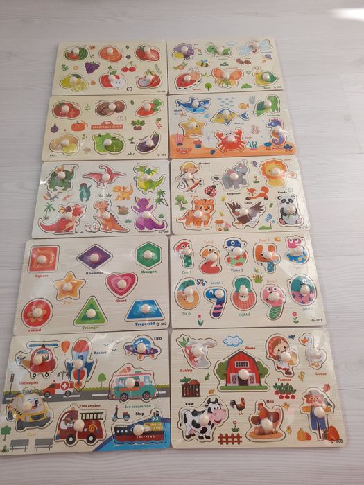 Puzzle incastre cu imagini sub piesa ferma animale