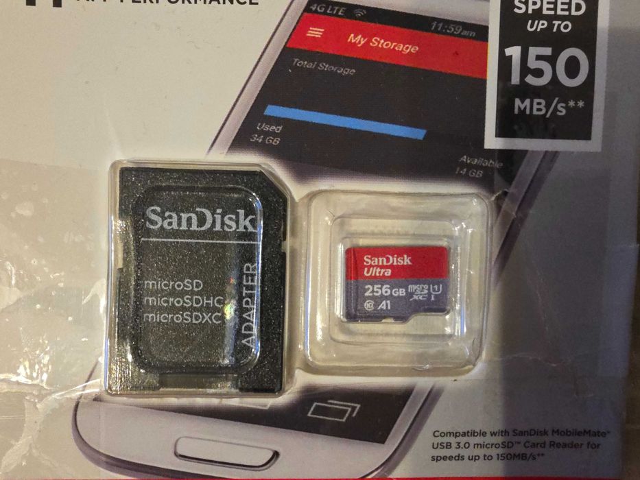 Card de memorie SanDisk Ultra microSDXC, 256GB, 150MB/s, Class 10, nou