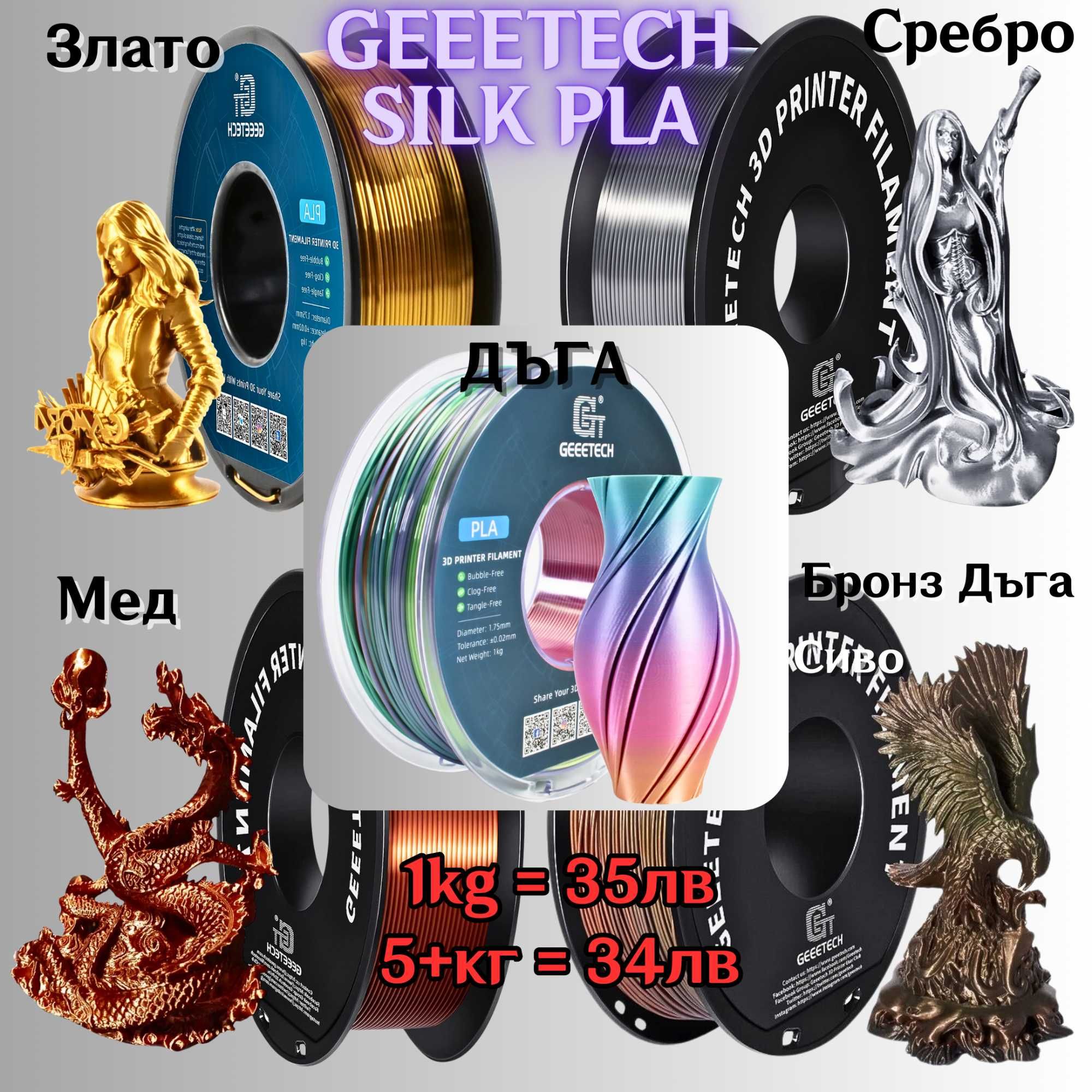 Filament филамент Нишка за 3D принтер Printer PLA PETG ABS PA6-CF TPU