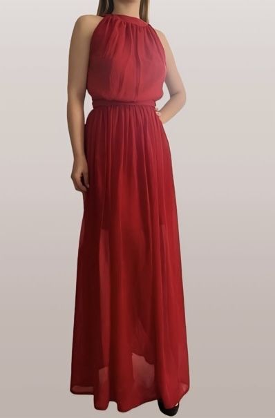 Червена дълга рокля MEGZ