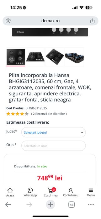 Plita pe gaz Hansa BHGI63112035
