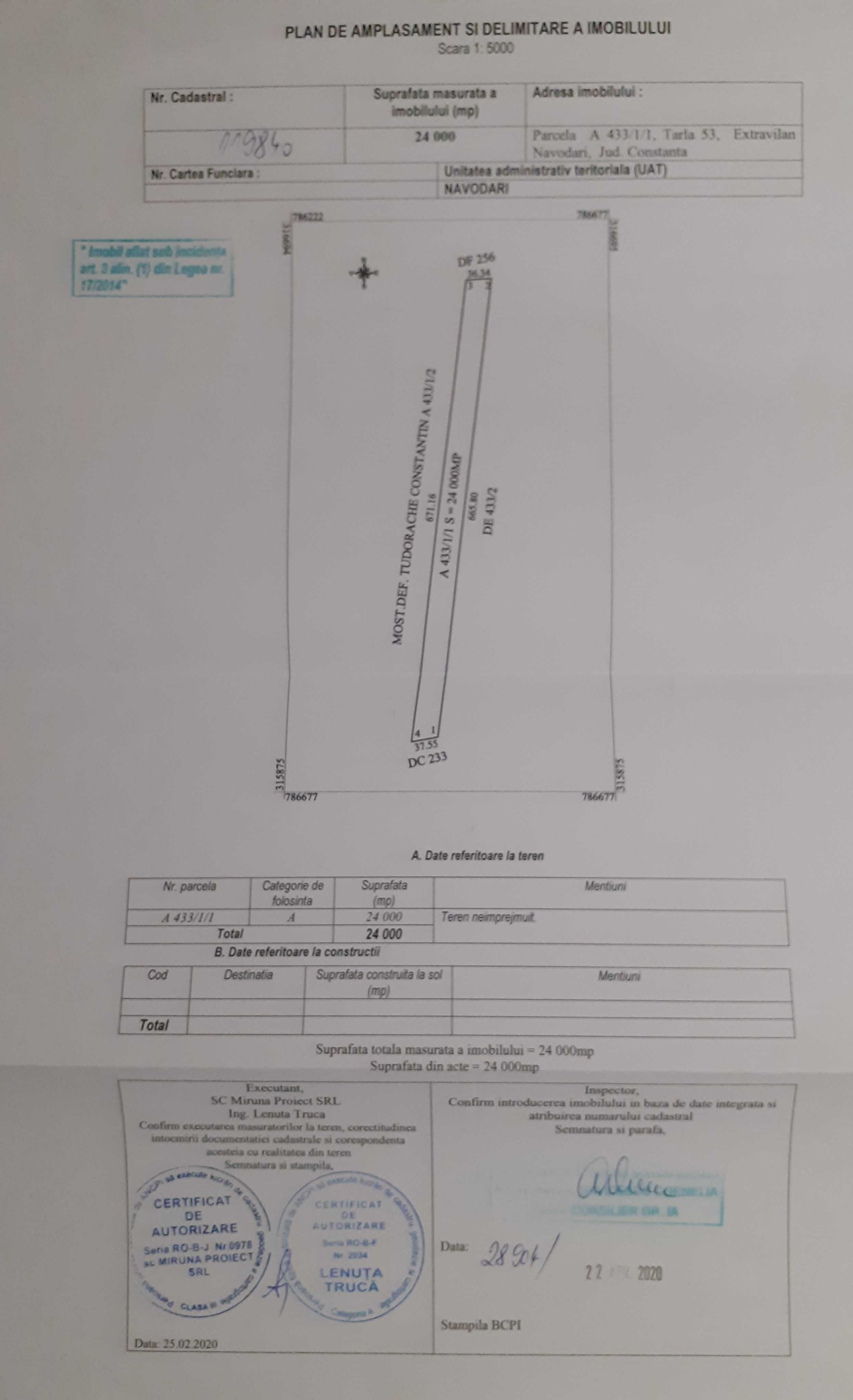 Teren extravilan situat pe DJ226 Lumina -Navodari